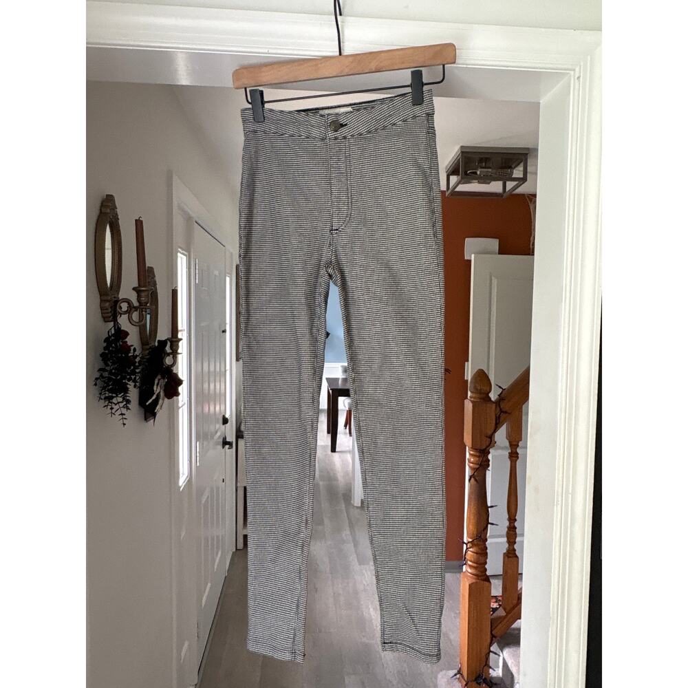 Free People Simone Houndstooth Pants Size 25 High Rise Skinny Black White - Picture 2 of 7